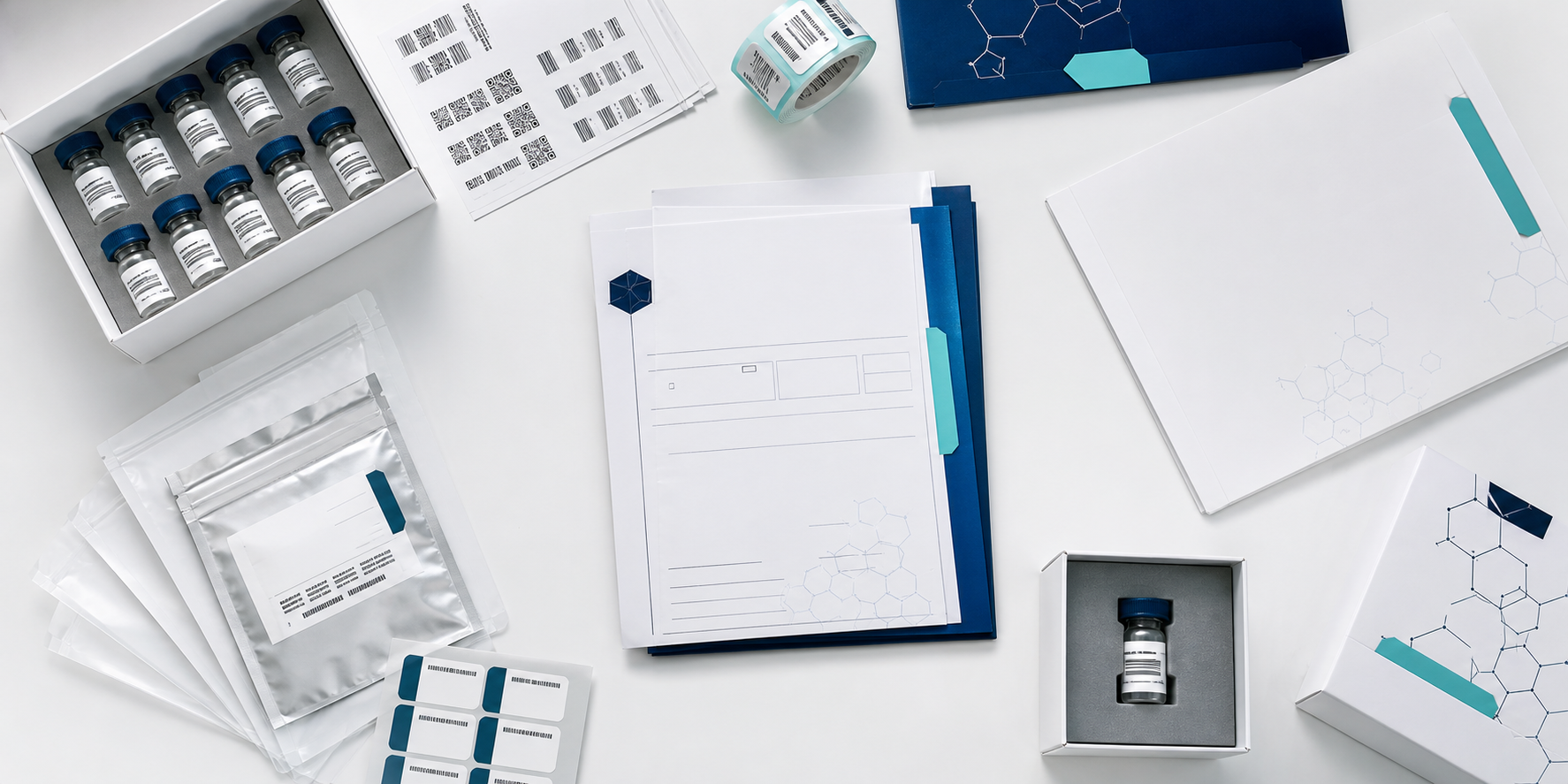 Retatrutide research peptide documentation and traceability flat lay