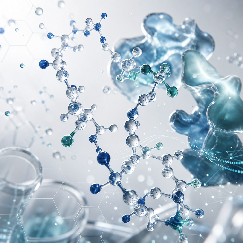 Retatrutide peptide research abstract molecular visual